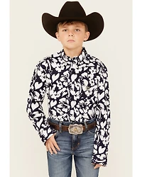 Cinch Boys' Floral Print Long Sleeve Button-Down Western Shirt