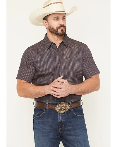 Gibson Trading Co Men's Polka Micro Geo Print Short Sleeve Button-Down Stretch Western Shirt