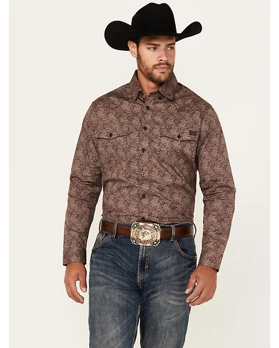 Justin Men's Boot Barn Exclusive Paisley Print Long Sleeve Button-Down Stretch Western Shirt