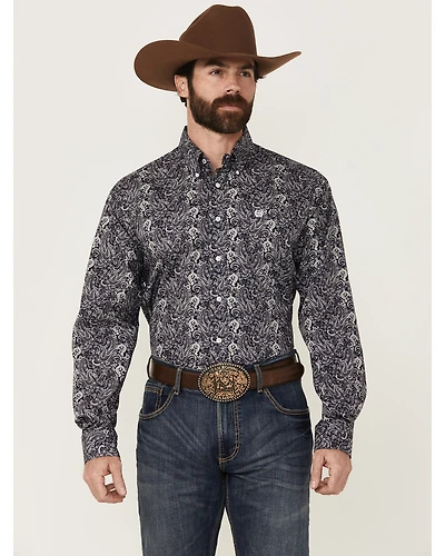 Cinch Men's Paisley Print Long Sleeve Button-Down Western Shirt