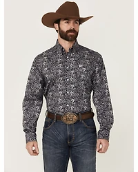 Cinch Men's Paisley Print Long Sleeve Button-Down Western Shirt
