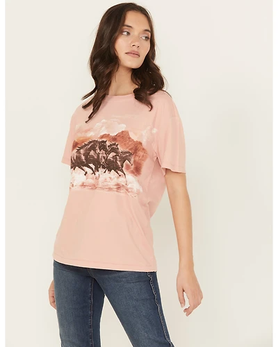 Shyanne Women's Running Horses Short Sleeve Graphic Tee