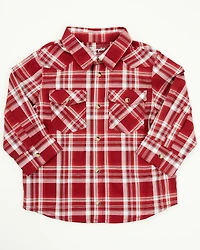 Wrangler Toddler Boys' Plaid Print Long Sleeve Snap Western Shirt