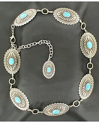 Ariat Women's Oval Turquoise Concho Chain Belt