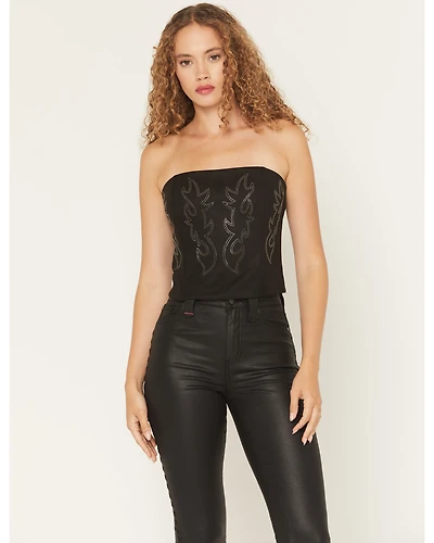 La Land Women's Faux Suede Boot Stitch Corset