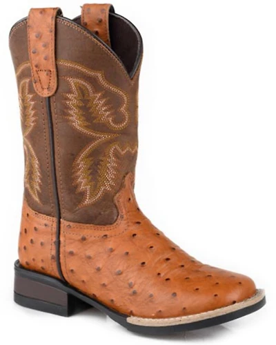 Roper Men's Garza Ostrich Print Performance Western Boots - Broad Square Toe
