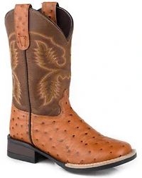 Roper Men's Garza Ostrich Print Performance Western Boots - Broad Square Toe