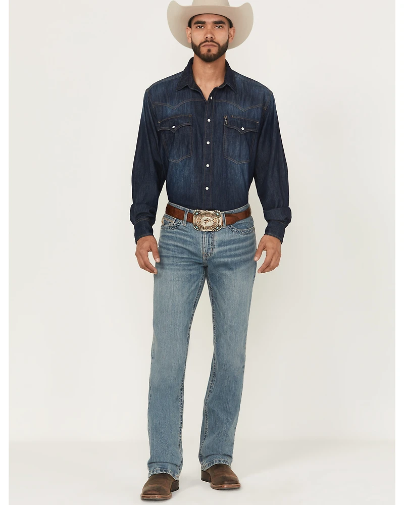 Cinch Men's Ian Medium Wash Slim Bootcut Performance Stretch Denim Jeans