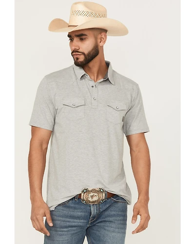 Ariat Men's Retro Solid Short Sleeve Snap Stretch Polo Shirt