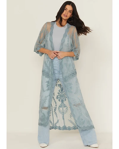 Shyanne Women's Long Embroidered Mesh Kimono