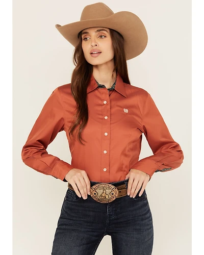 Cinch Women's Tonal Striped Long Sleeve Button-Down Western Shirt