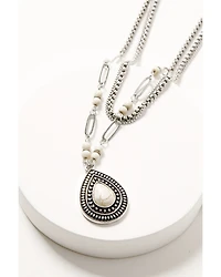 Shyanne Women's White Stone Teardrop Layered Necklace