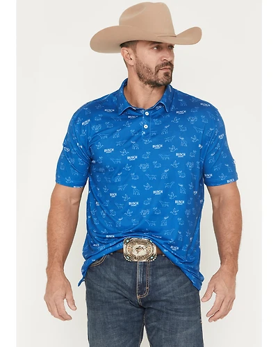 Buckwear Men's Busch Light Repeat Short Sleeve Stretch Polo