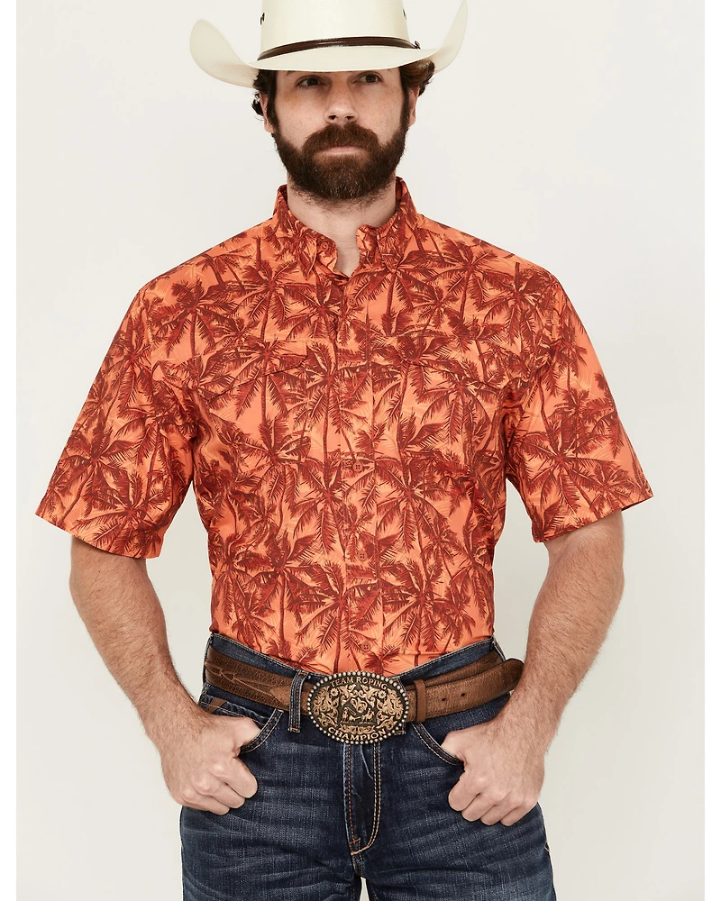 Ariat Men's VentTek Outbound Palm tree Print Short Sleeve Button-Down Performance Western Shirt - Tall