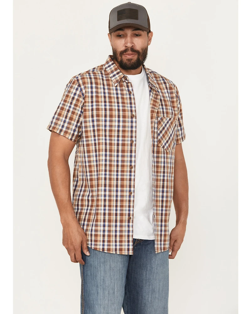 Brothers And Sons Men's Tehama Plaid Print Short Sleeve Button-Down Western Shirt