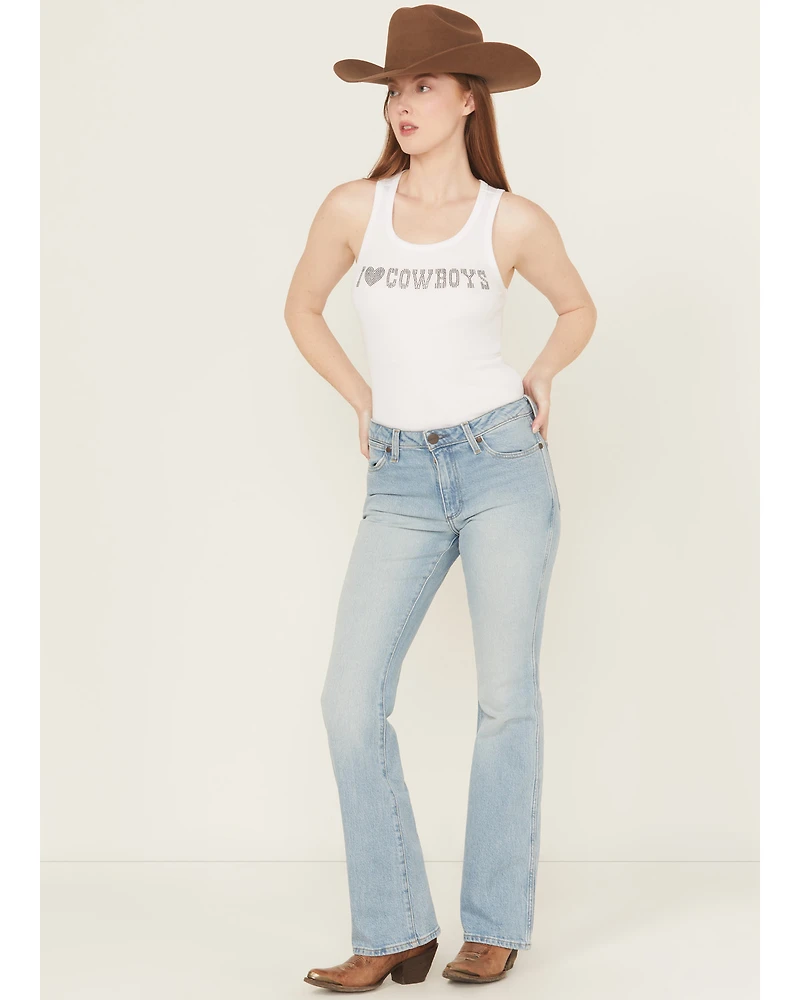 Wrangler Women's Golden Days Medium Wash Mid Rise Heritage Bootcut Stretch Denim Jeans