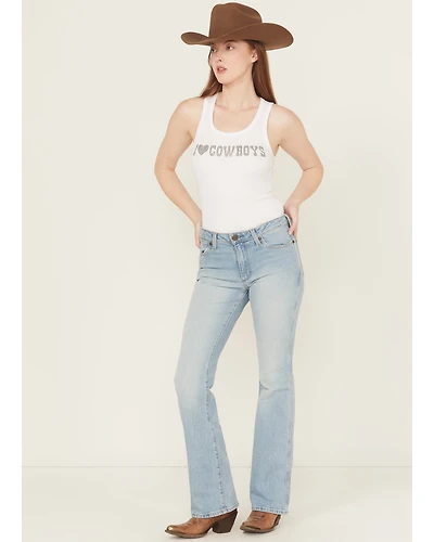 Wrangler Women's Golden Days Medium Wash Mid Rise Heritage Bootcut Stretch Denim Jeans