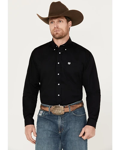 Cinch Men's Solid Black Button Down Western Shirt - Big & Tall