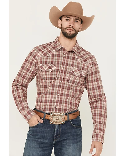 Blue Ranchwear Men's Mojave Plaid Print Long Sleeve Snap Western Shirt