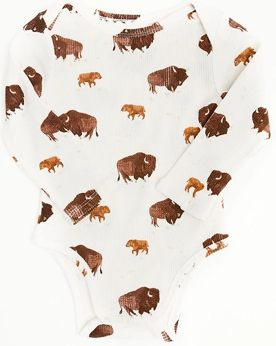 Angel Dear Infant Boys' Bison Print Long Sleeve Snap Onesie