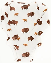 Angel Dear Infant Boys' Bison Print Long Sleeve Snap Onesie