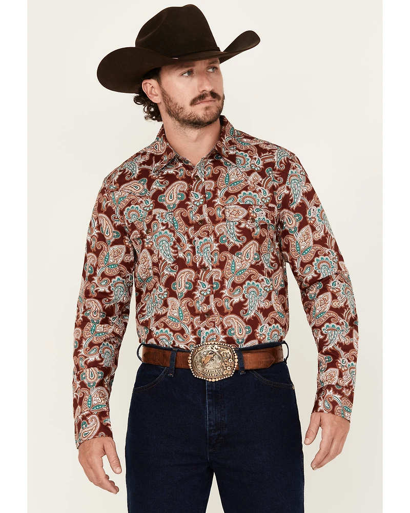 Cody James Men's Noah Paisley Print Long Sleeve Snap Western Shirt - Tall