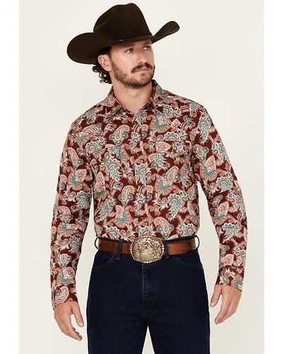 Cody James Men's Noah Paisley Print Long Sleeve Snap Western Shirt - Tall