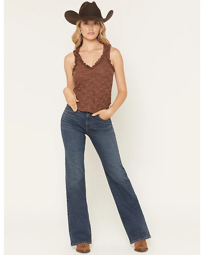 Shyanne Women's Balsam Dark Wash High Rise Slim Cuffed Wide Leg Stretch Denim Jeans