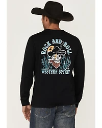 Rock & Roll Denim Men's Cowboy Skull Long Sleeve Graphic T-Shirt