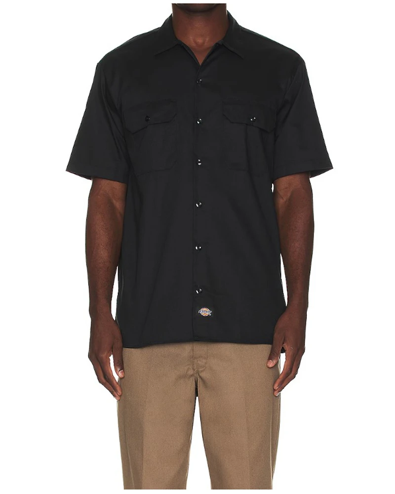 Dickies Men's Solid Twill Short Sleeve Button-Down Work Shirt - Big