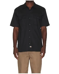Dickies Men's Solid Twill Short Sleeve Button-Down Work Shirt - Big