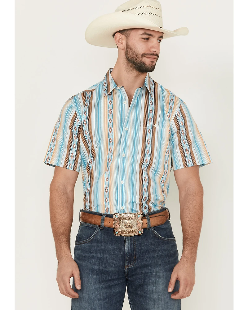 RANK 45® Men's Levi Striped Short Sleeve Button-Down Stretch Western Shirt