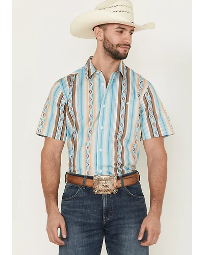 RANK 45® Men's Levi Striped Short Sleeve Button-Down Stretch Western Shirt