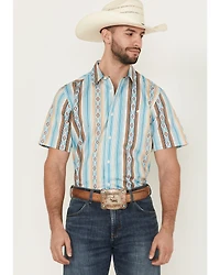 RANK 45® Men's Levi Striped Short Sleeve Button-Down Stretch Western Shirt