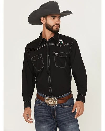 Cowboy Hardware Men's Boot Barn Exclusive Mexico Flag And Bull Long Sleeve Snap Stretch Western Shirt