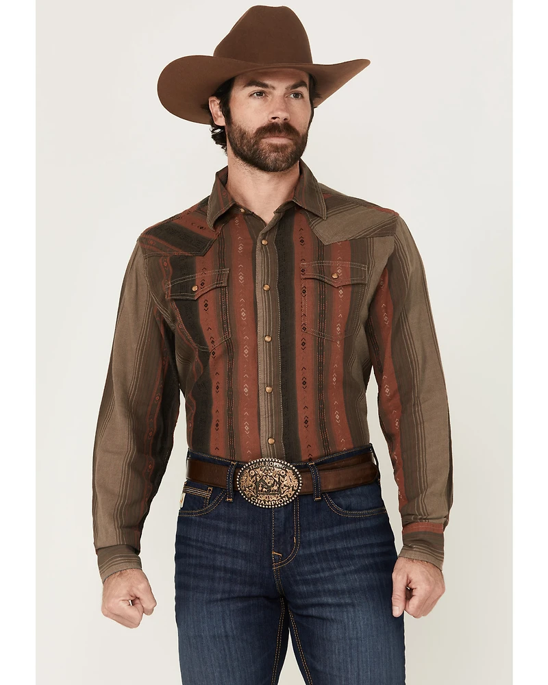 Wrangler Retro Men's Striped Print Long Sleeve Snap Western Shirt