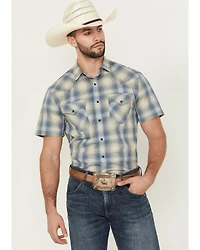 Pendleton Men's Frontier Plaid Print Short Sleeve Snap Stretch Western Shirt