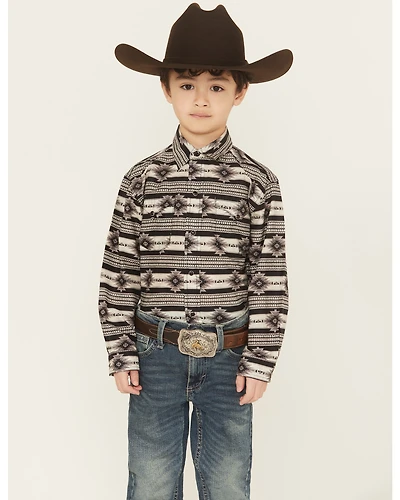 Roper Boys' Southwestern Striped Long Sleeve Snap Western Shirt