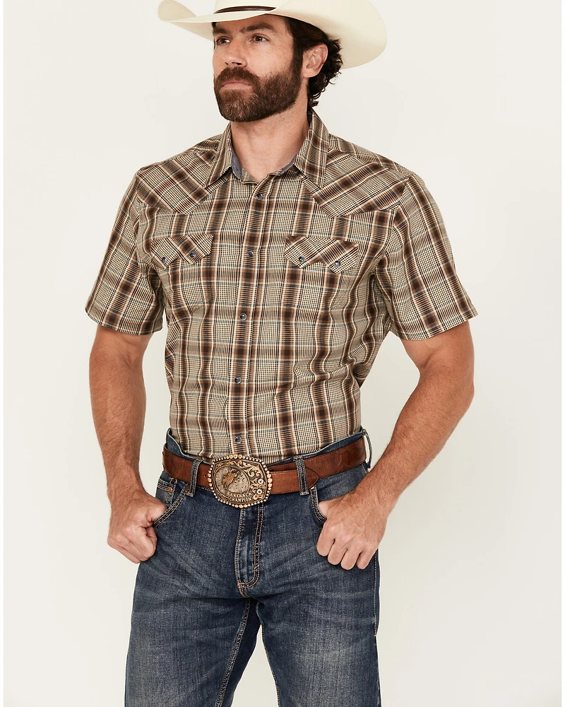 Cody James Men's Poncho Plaid Print Short Sleeve Snap Western Shirt