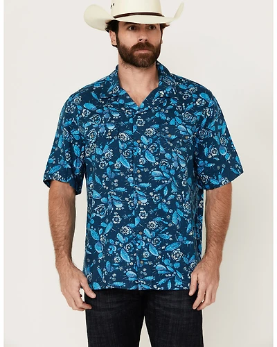 Wrangler Men's Conversation Print Short Sleeve Snap Western Shirt