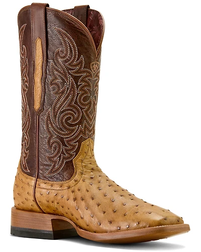Ariat Men's Classic Cash Exotic Ostrich Western Boots - Broad Square Toe