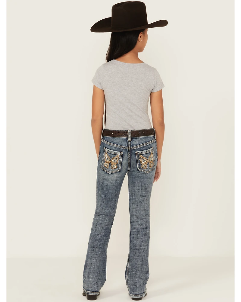 Shyanne Girls' Dawn Studded Pocket Bootcut Stretch Denim Jeans