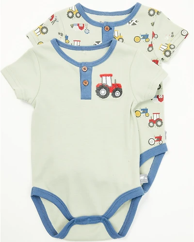 Rugged Bear Infant Boys' Farm Print Onesies - 2 Pack