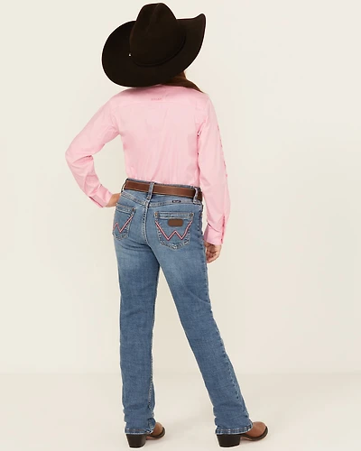 Wrangler Girls' Light Wash Bootcut Stretch Denim Jeans