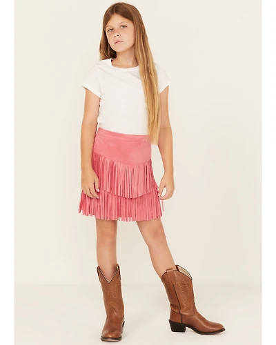 Shyanne Girls' Faux Suede Fringe Skirt