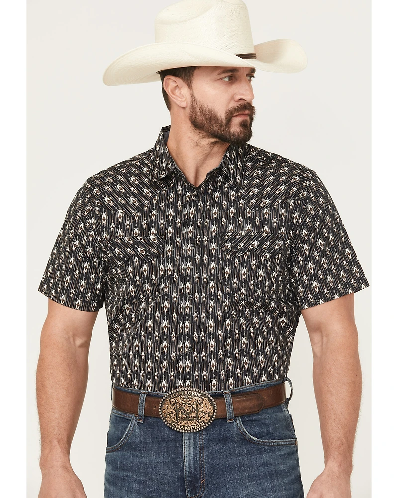 Cody James Men's Alpine Southwestern Stripe Print Short Sleeve Snap Western Shirt