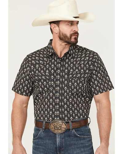 Cody James Men's Alpine Southwestern Stripe Print Short Sleeve Snap Western Shirt