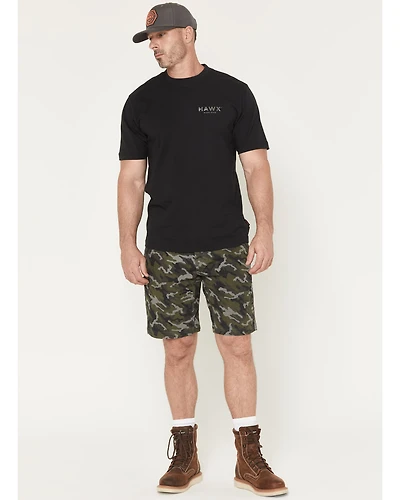 Hawx Men's Chip Camo Print Flat Front Work Shorts