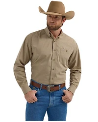 George Strait by Wrangler Men's Plaid Print Long Sleeve Button-Down Stretch Western Shirt