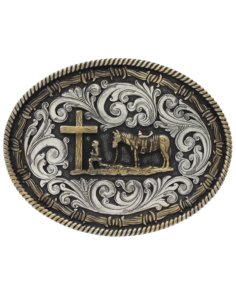 Montana Silversmiths Two-Tone Classic Impressions Christian Cowboy Attitude Belt Buckle